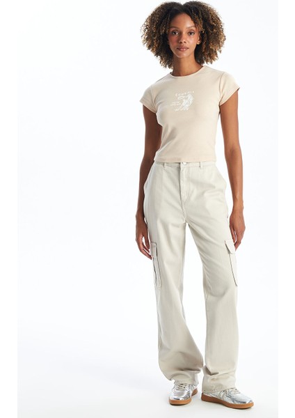 Yeni Sezon Standart Fit Gabardin Kadın Kargo Pantolon