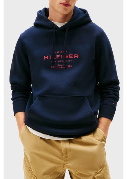 Pamuklu Regular Fit Baskılı Kapüşonlu Sweat Erkek Sweat MW0MW40864 Dw5