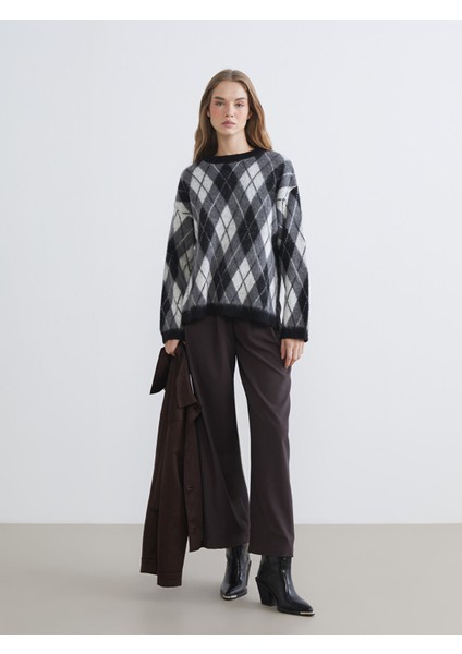 Yeni Sezon Baklava Desenli Oversize Kadın Triko Kazak fiyatları