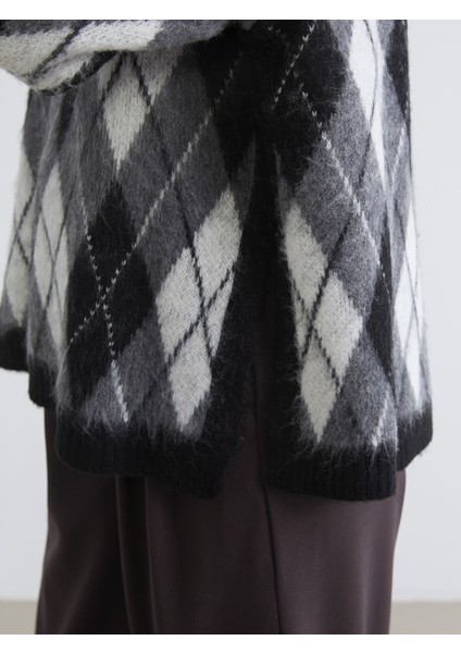 Yeni Sezon Baklava Desenli Oversize Kadın Triko Kazak modelleri