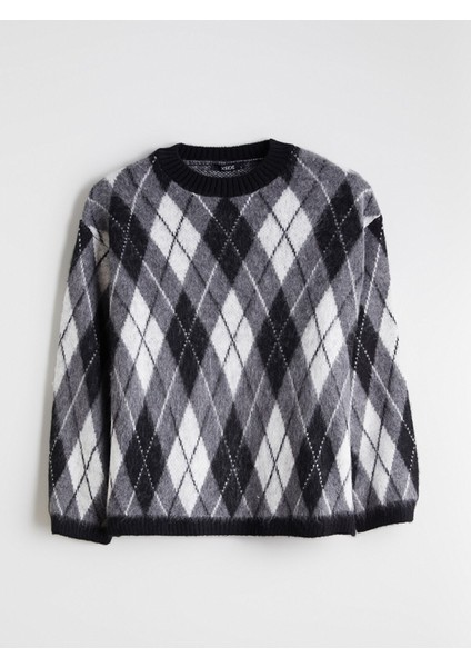 Yeni Sezon Baklava Desenli Oversize Kadın Triko Kazak indirimleri