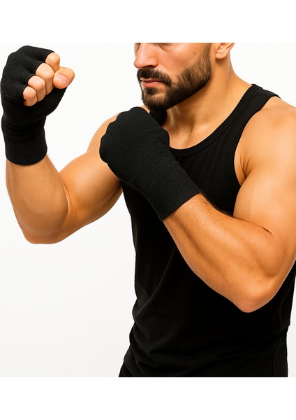 Hazır Bandaj 1 Çift Boks Bandajı Siyah Eldiven Giyilebilir Boks Bandajı Hazır Boks Bandajı El Sargısı Hazır fırsatları