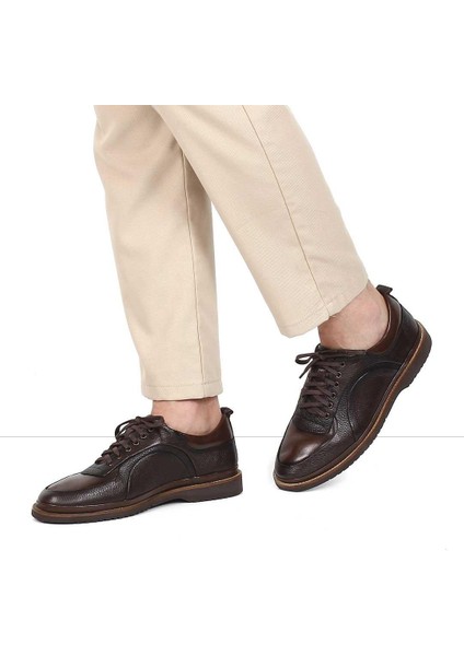 Erkek Kahverengi Bağcıklı Deri Günlük Ayakkabı fiyatları