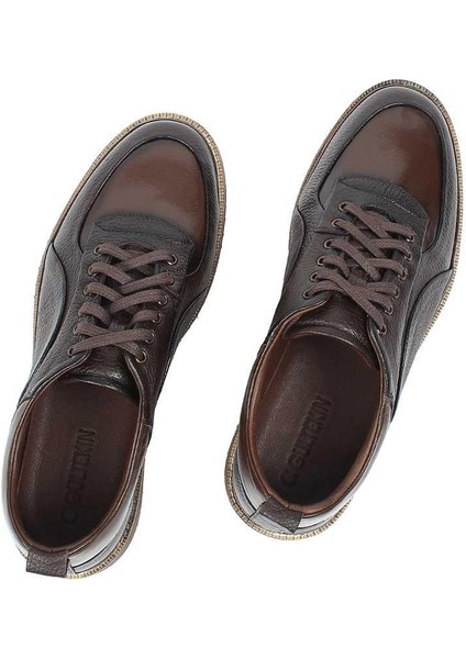 Erkek Kahverengi Bağcıklı Deri Günlük Ayakkabı