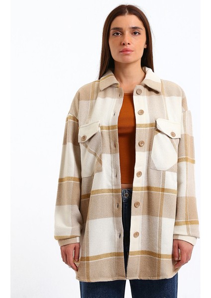 Yeni Sezon Ekose Oversize Kadın Oduncu Gömlek Ceket