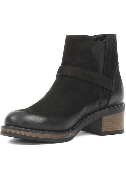 Kadın Siyah Tokalı Kalın Topuklu Nubuk Deri Bot modelleri