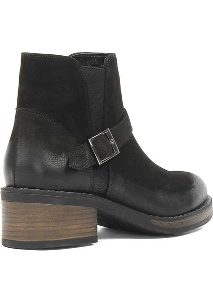 Kadın Siyah Tokalı Kalın Topuklu Nubuk Deri Bot fırsatları