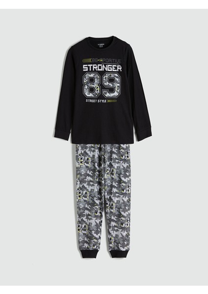 Yeni Sezon Bisiklet Yaka Erkek Çocuk Pijama Takımı