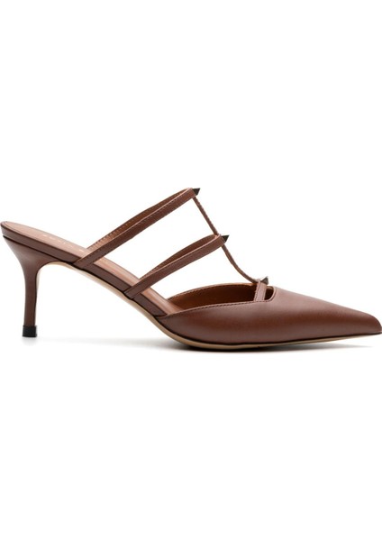 Lusha Taba Hakiki Deri Kadın Topuklu Terlik