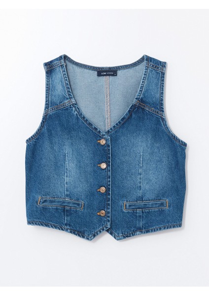 Yeni Sezon V Yaka Kadın Jean Yelek indirimleri