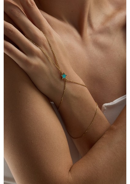 14 Ayar Altın Mavi Yıldız Şahmeran