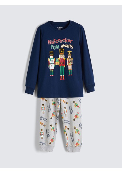 Yeni Sezon Bisiklet Yaka Baskılı Erkek Çocuk Pijama Takım