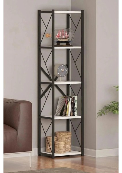 Metal Concept Kitaplık 5 Raflı Çok Amaçlı Dosya Kitap Rafı Ofis Salon Rafı