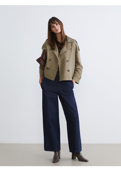 Yeni Sezon Beli Lastikli Wideleg Kadın Jean Pantolon