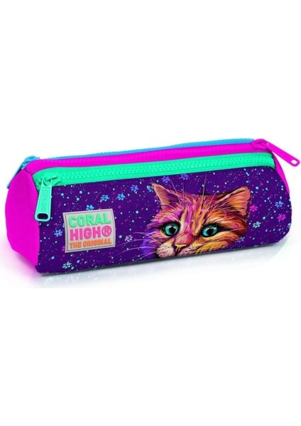 Mor Kedi Üç Bölmeli Çantası - Kız Çocuk