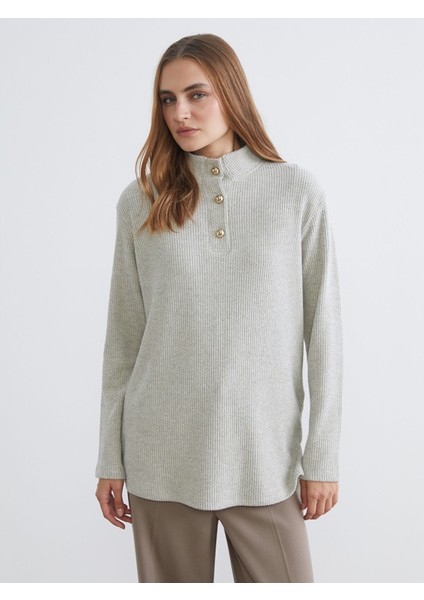 Yeni Sezon Dik Yaka Simli Bluz