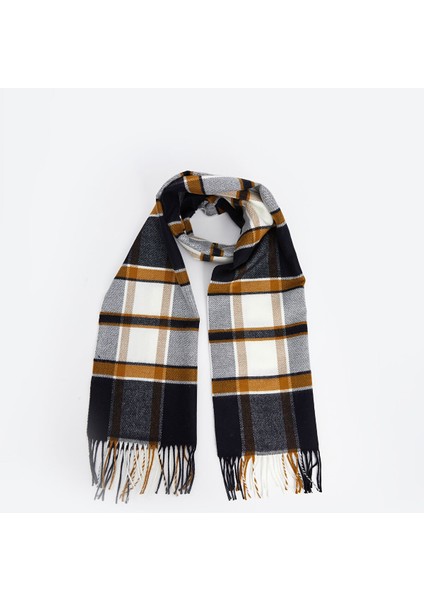 Yeni Sezon Püskül Detaylı Ekose Desenli Erkek Atkı