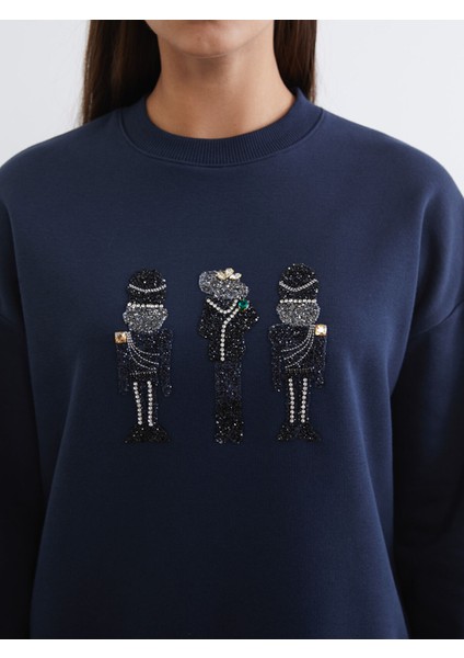 Yeni Sezon Işlemeli Kadın Kalın Sweatshirt Tunik modelleri