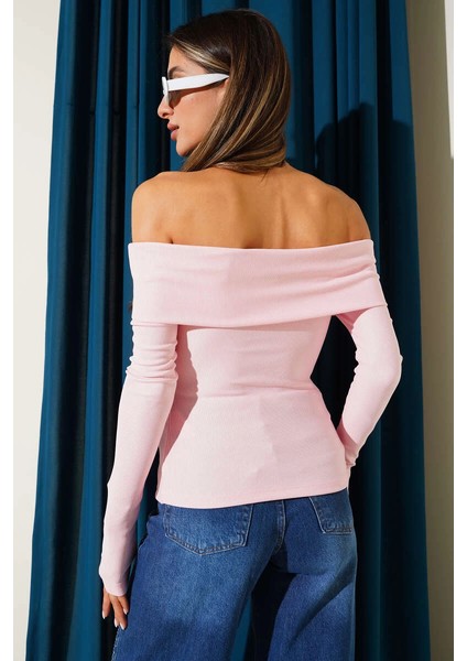 Yzlal Madonna Yaka Düğmeli Bluz Pembe T4329 (Beden: L) fırsatları