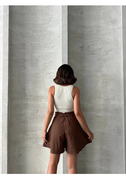 Yzlal Volanlı Keten Şort Kahve S255058 (Beden: Xl) indirimleri