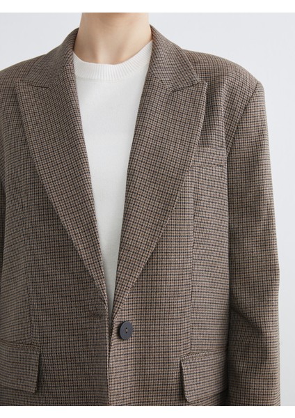 Yeni Sezon Kazayağı Desenli Kadın Blazer Ceket modelleri