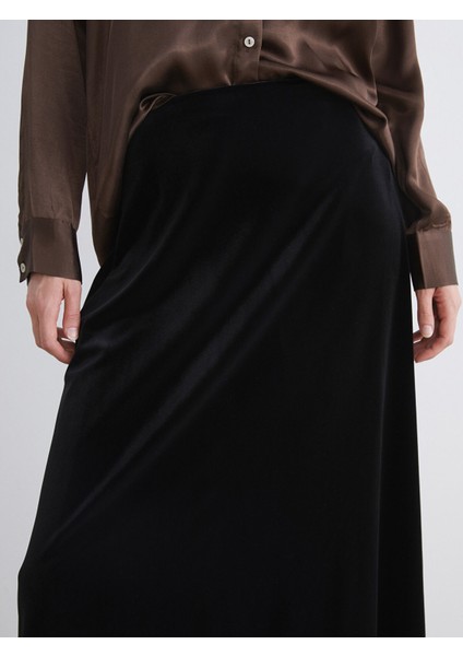 Yeni Sezon Beli Lastikli A Kesim Kadife Etek modelleri