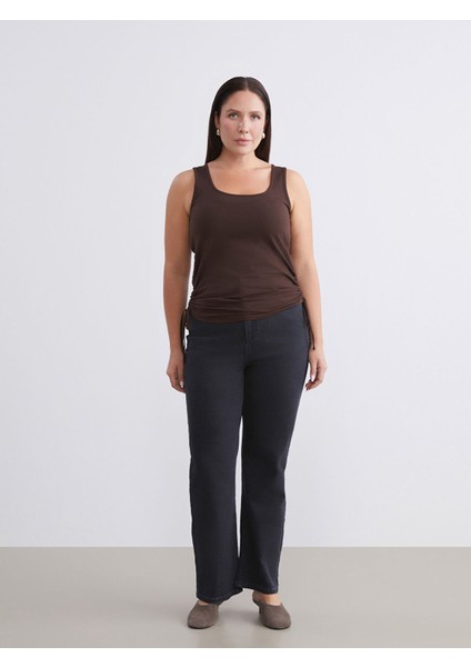 Yeni Sezon Büyük Beden Kare Yaka Büzgülü Kadın Atlet 2'li fırsatları