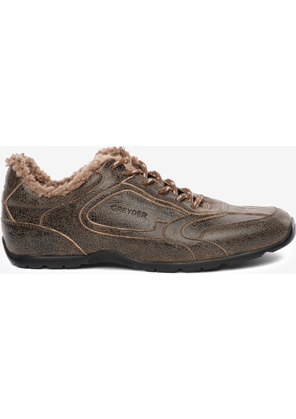 Erkek Siyah Ekru Hakiki Deri Spor Ayakkabı 5K1SA18533