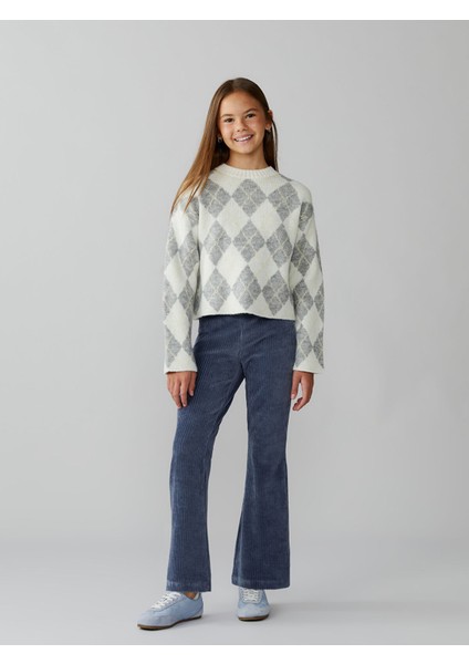 Yeni Sezon Beli Lastikli Ispanyol Paça Kadife Kız Çocuk Tayt