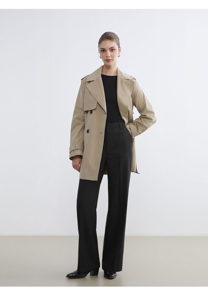 Yeni Sezon Standart Fit Çizgili Kadın Pantolon