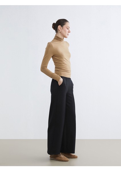 Yeni Sezon Standart Fit Geniş Paça Kadın Pantolon