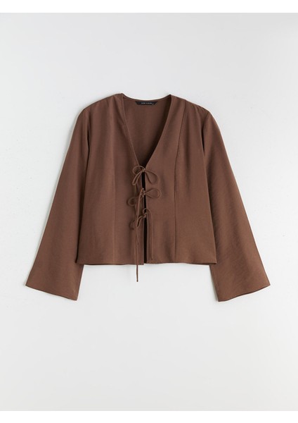 Yeni Sezon V Yaka Bağlamalı Bluz