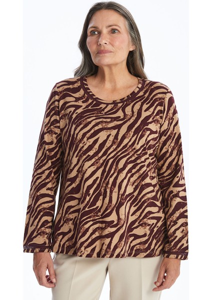 Yeni Sezon Bisiklet Yaka Desenli Kadın Bluz