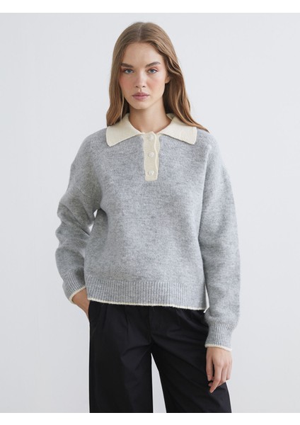 Yeni Sezon Polo Yaka Oversize Kadın Triko Kazak