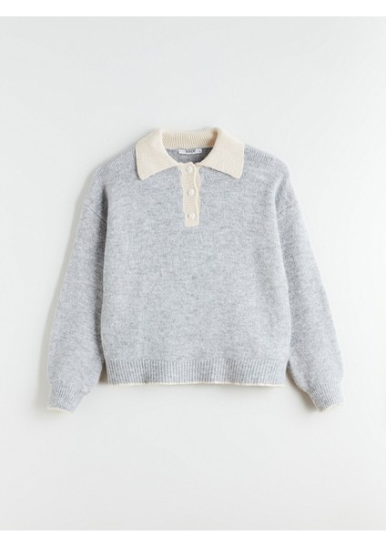 Yeni Sezon Polo Yaka Oversize Kadın Triko Kazak indirimleri