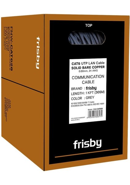 Frısby FNW-CAT628 305MT 0.50MM 24AWG %100 Bakır Cat6 Kablo