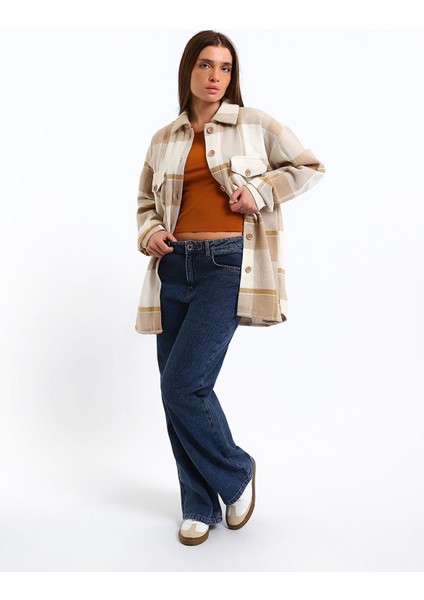 Yeni Sezon Ekose Oversize Kadın Oduncu Gömlek Ceket fiyatları