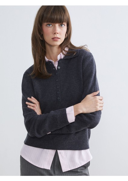 Yeni Sezon Polo Yaka Kadın Triko Kazak