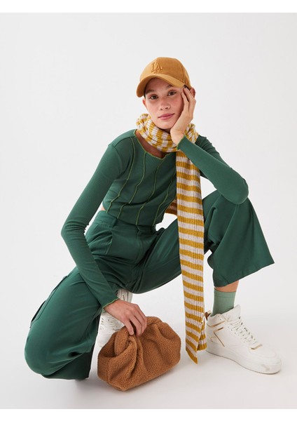 Yeni Sezon Bisiklet Yaka Düz Uzun Kollu Kadın Tişört