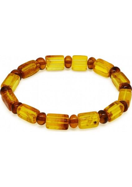 Sarı Soft Kırmızı Silindir Kesim Doğal Damla Kehribar Erkek Bileklik