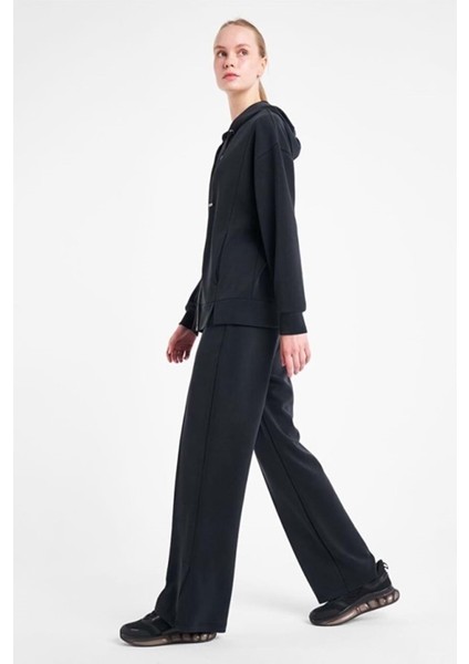 25N-2103 Kadın Fermuarlı Kapüşonlu Sweatshirt - Siyah fiyatları