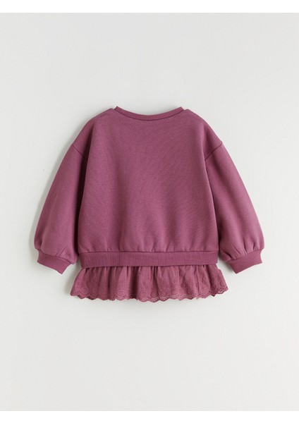 Yeni Sezon Bisiklet Yaka Uzun Kollu Kız Çocuk Sweatshirt fırsatları