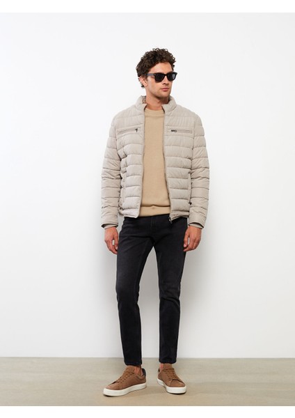 Yeni Sezon Standart Kalıp Dik Yaka Süet Erkek Şişme Mont fiyatları