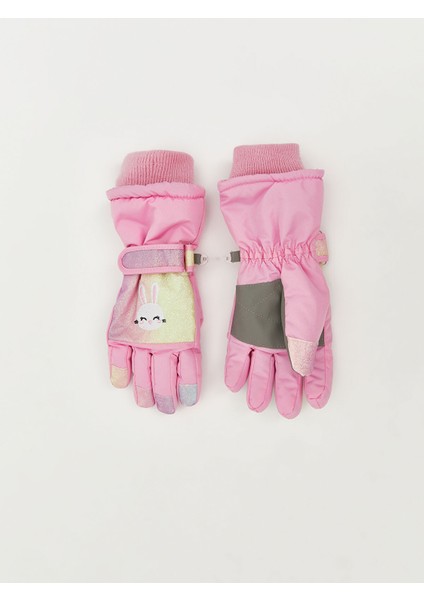 Yeni Sezon Tavşan Baskılı Kız Çocuk Kar Eldiveni