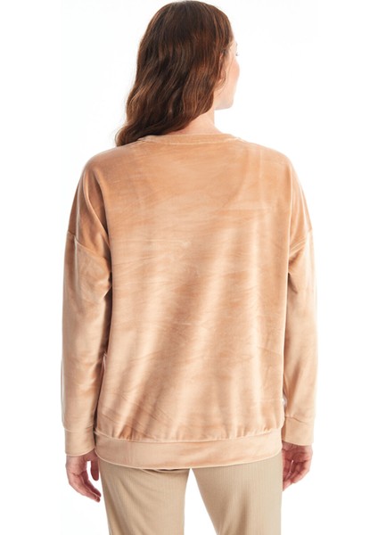 Yeni Sezon Bisiklet Yaka Düz Uzun Kollu Kadın Pijama Üst fırsatları