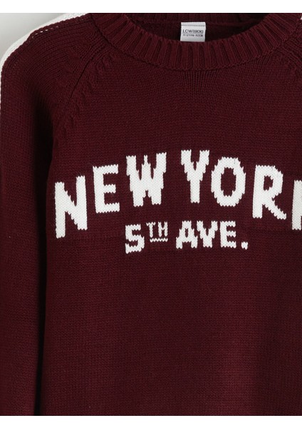 Yeni Sezon Bisiklet Yaka New York Desenli Kız Çocuk Triko Kazak modelleri