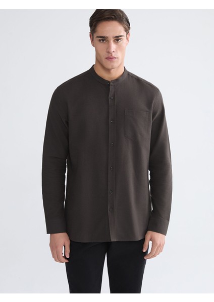 Yeni Sezon Regular Fit Hakim Yaka Uzun Kollu Erkek Gömlek
