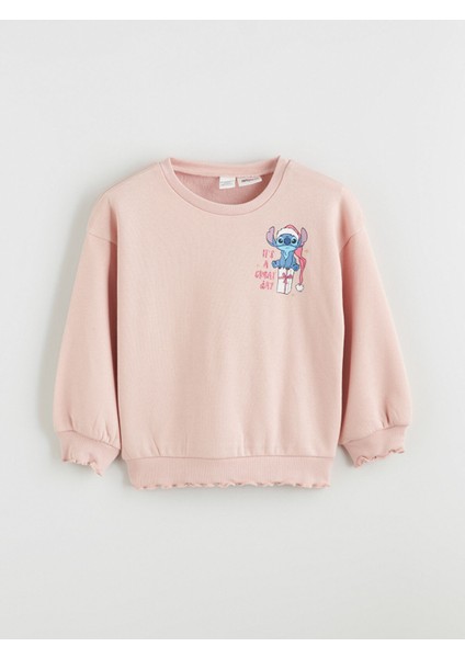 Yeni Sezon Bisiklet Yaka Lilo ve Stitch Baskılı Kız Çocuk Sweatshirt fiyatları