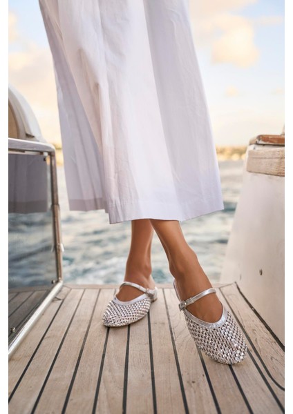Sorıa Gümüş Tekstil Kadın Topuklu Terlik