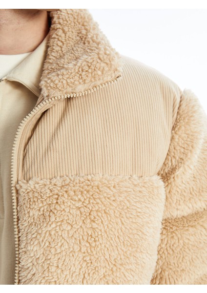 Yeni Sezon Standart Kalıp Dik Yaka Pelüş Erkek Mont modelleri